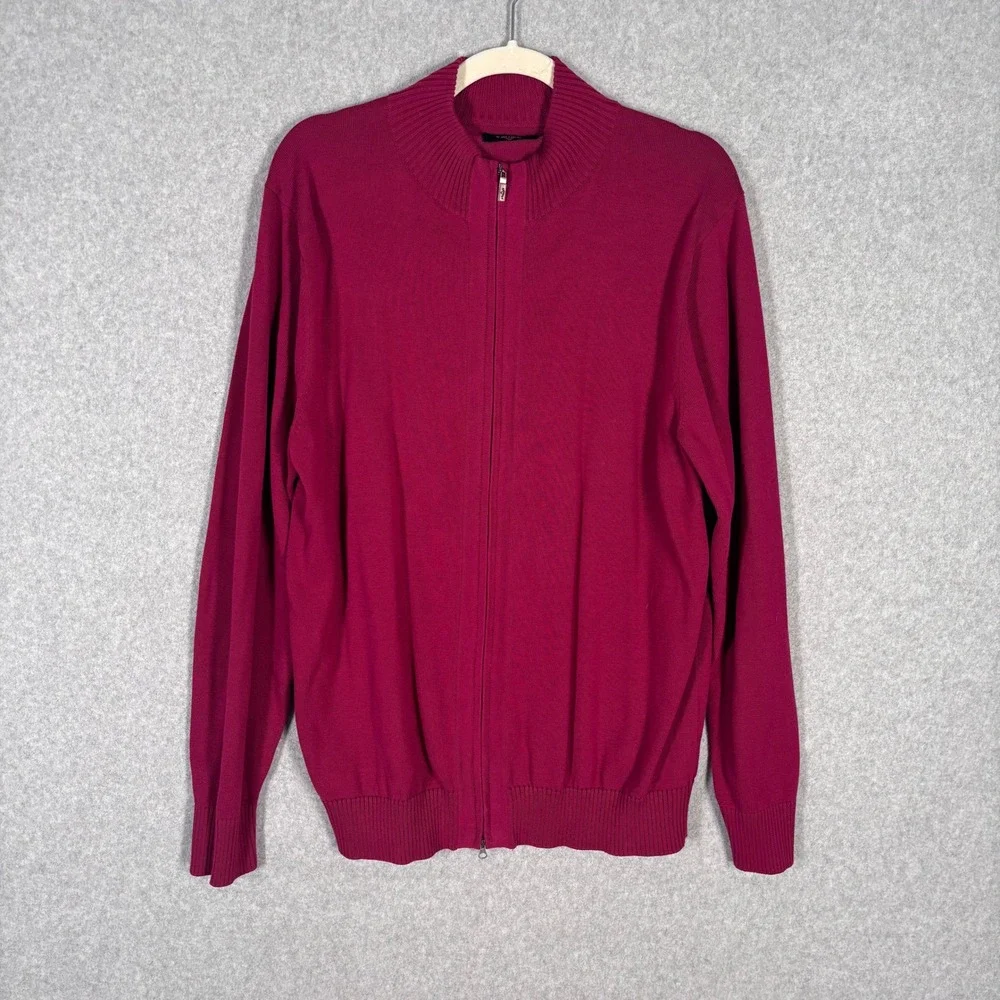 Callaway Pima Cotton Cardigan Sweater XL Magenta Burgundy Full Zip Golf‎ Tennis